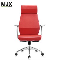 Simple design  luxury red PU high back office chair with PU padded armrest with aluminium alloy inside